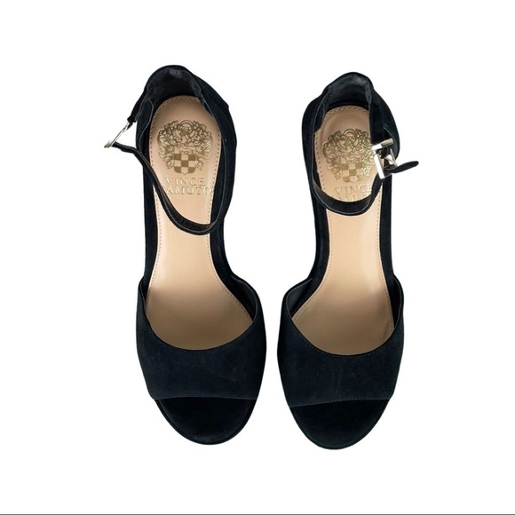 Vince Camuto Black Suede Platform Wedge Sandals NWB - Picture 9 of 13